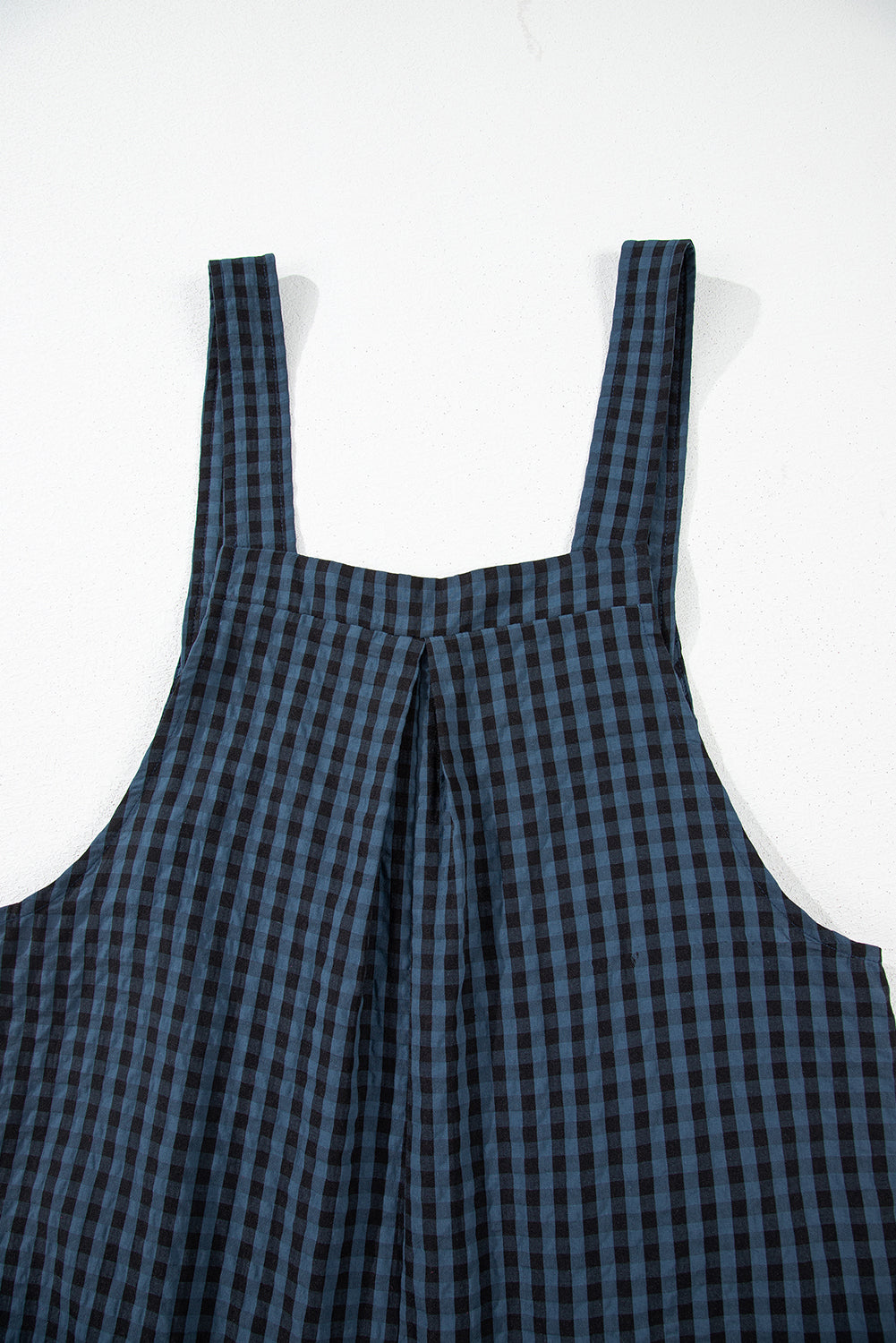 Sail Blue Plaid Print Buttoned Pocketed High Waist Overall