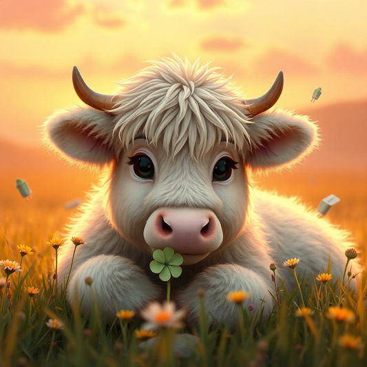 Sweet & Spicy Lucky Baby Cow – Sunset Digital Art Download