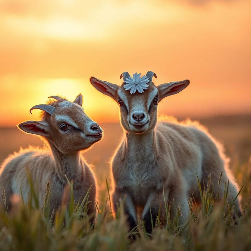 Sweet & Spicy Baby Goats – Sunset Digital Art Download